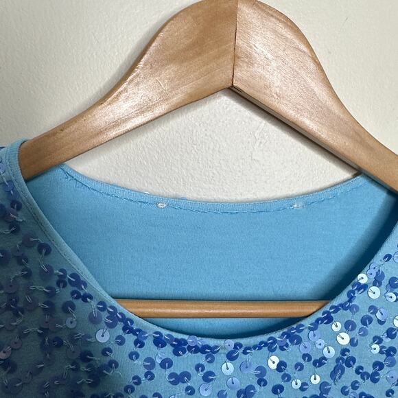 LOVESHACKFANCY Lightning Sequin Mini Dress Misty Blue Sz S $695 {U19} - Picture 5 of 7